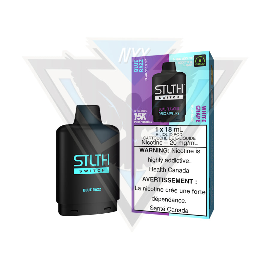 STLTH SWITCH POD PACK BLUE RAZZ AND WHITE GRAPE - NYX ECIGS - CANADIAN VAPE SHOP