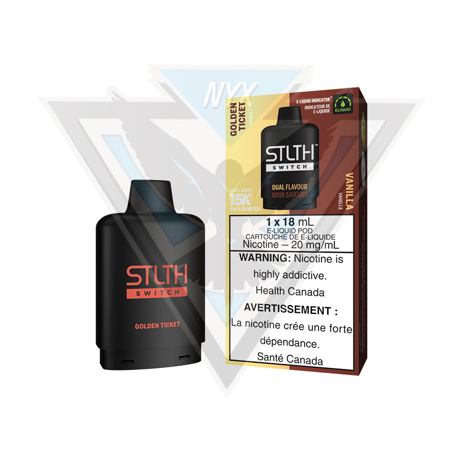 STLTH SWITCH POD PACK GOLDEN TICKET AND VANILLA - NYX ECIGS - CANADIAN VAPE SHOP