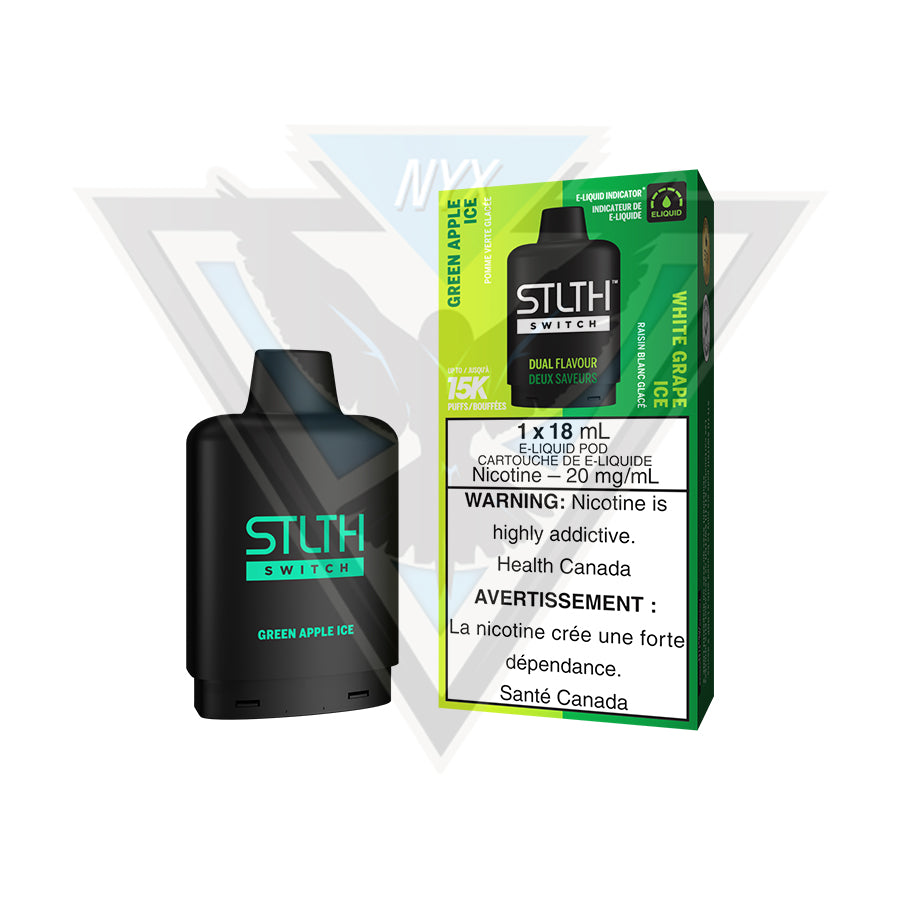 STLTH SWITCH POD PACK GREEN APPLE ICE AND WHITE GRAPE ICE - NYX ECIGS - CANADIAN VAPE SHOP