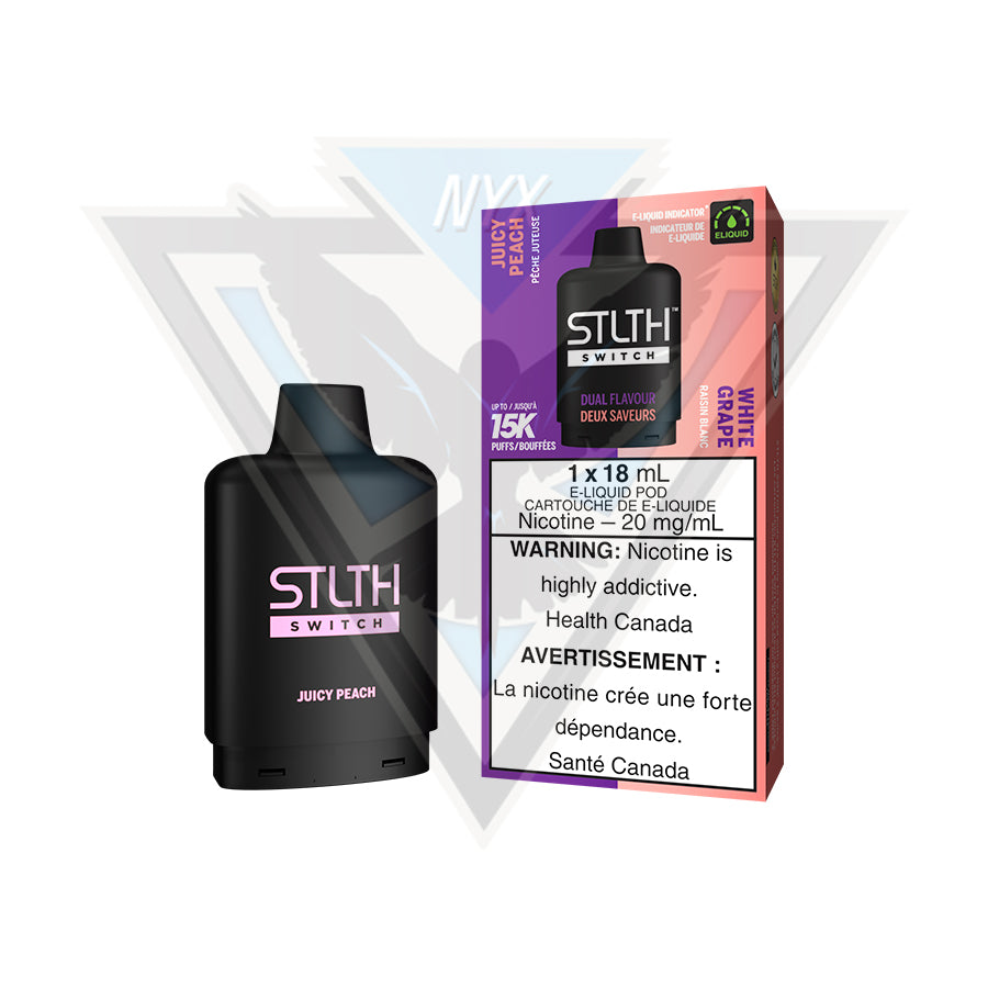 STLTH SWITCH POD PACK JUICY PEACH AND WHITE GRAPE - NYX ECIGS - CANADIAN VAPE SHOP