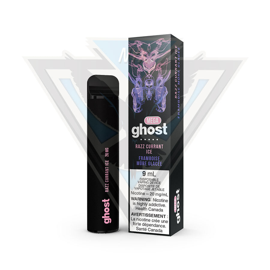 GHOST MEGA, RAZZ CURRANT ICE, DISPOSABLE VAPES